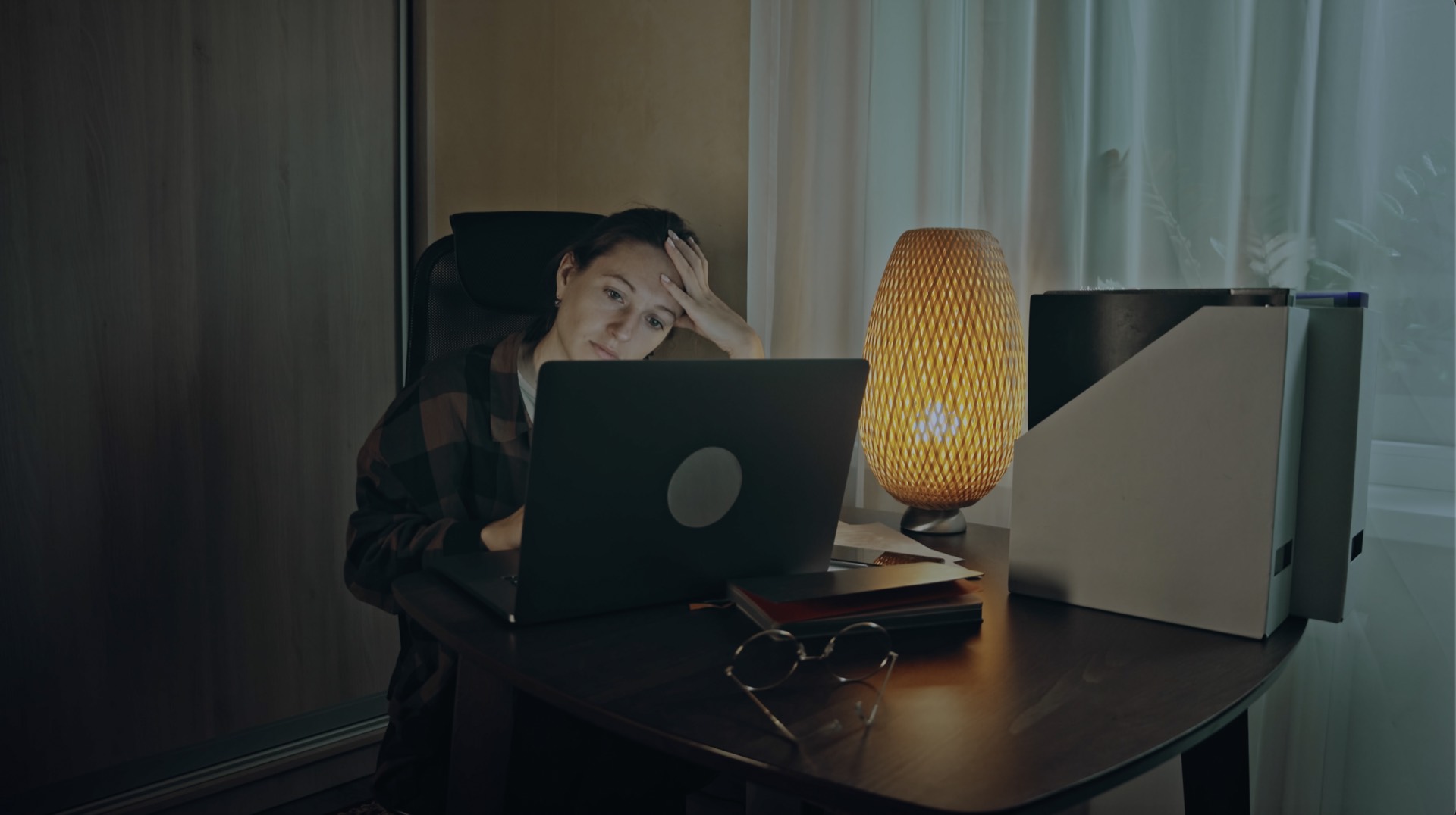 lady working at home office