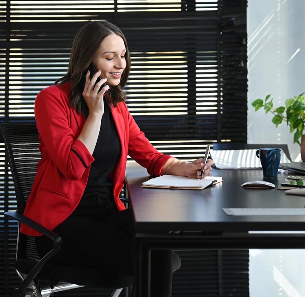 lady working a desk