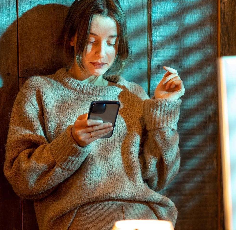 woman at home office at night