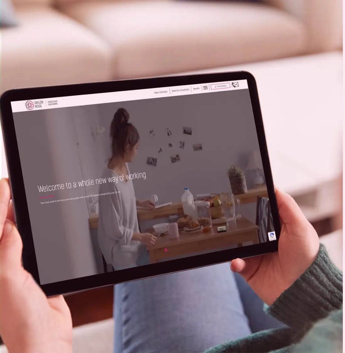 Browsing the Taylor Rose consultant website on a tablet
